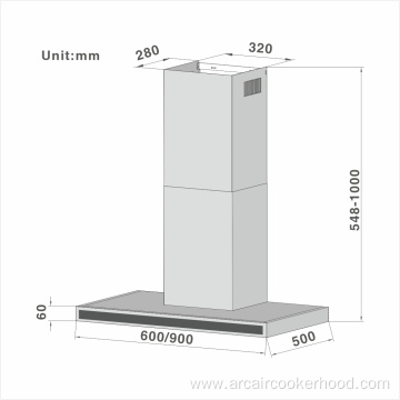 Campana de cocina de chimenea en forma de T 106 60/90cm